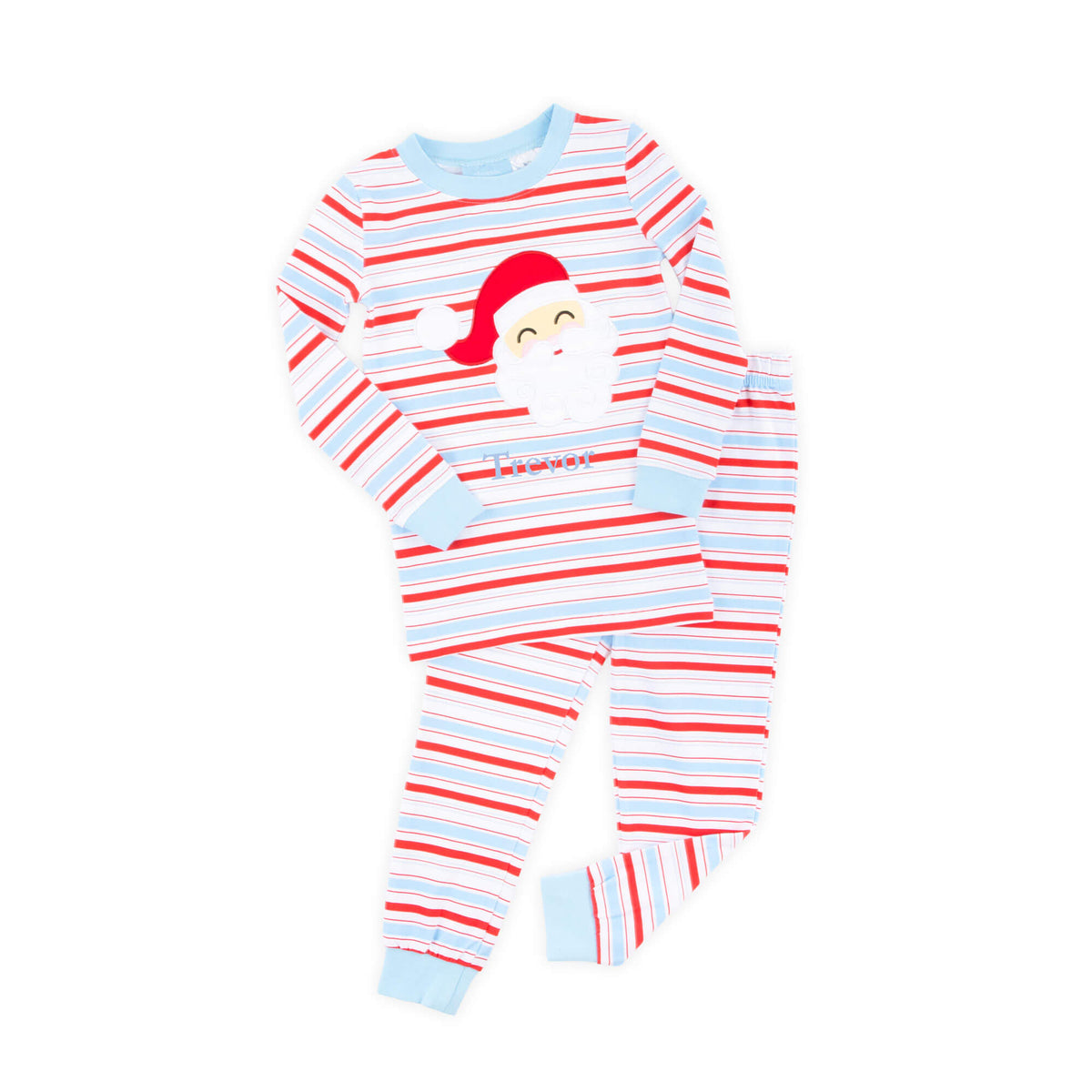 Happy Santa Red & Blue Stripe Pajamas