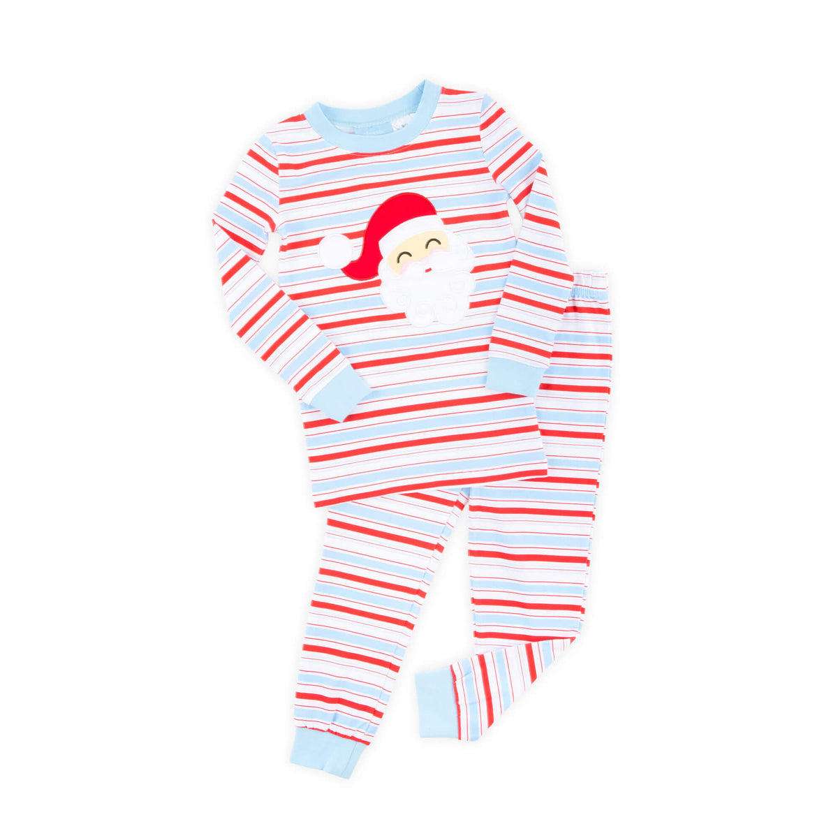 Happy Santa Red & Blue Stripe Pajamas