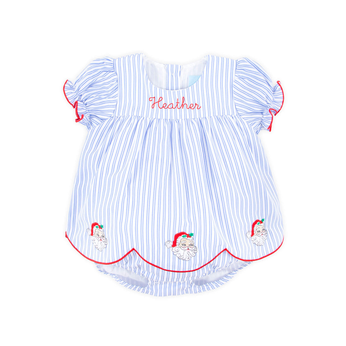 Happy Santa Blue Stripe Skirt Bubble