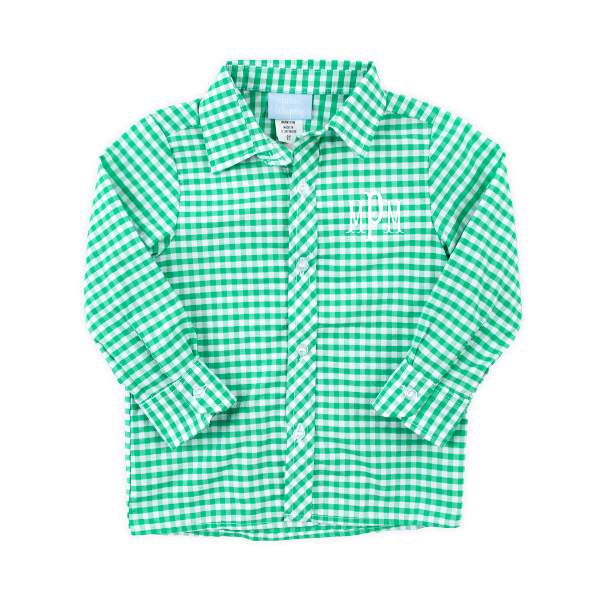 Reindeer Green Gingham Button Down Shirt