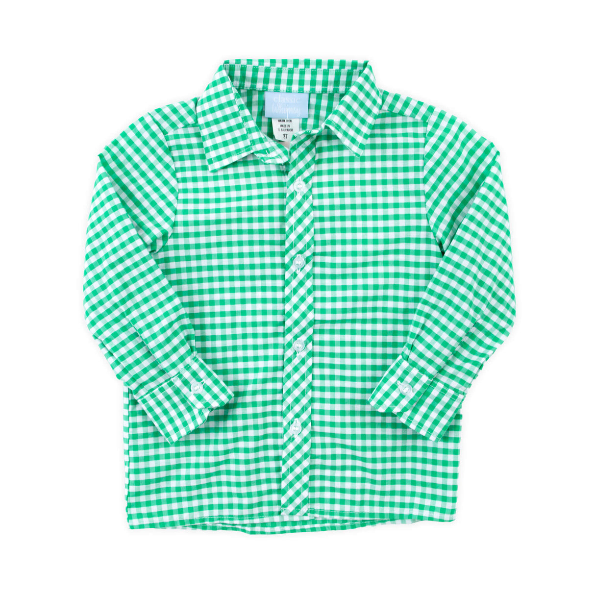 Reindeer Green Gingham Button Down Shirt
