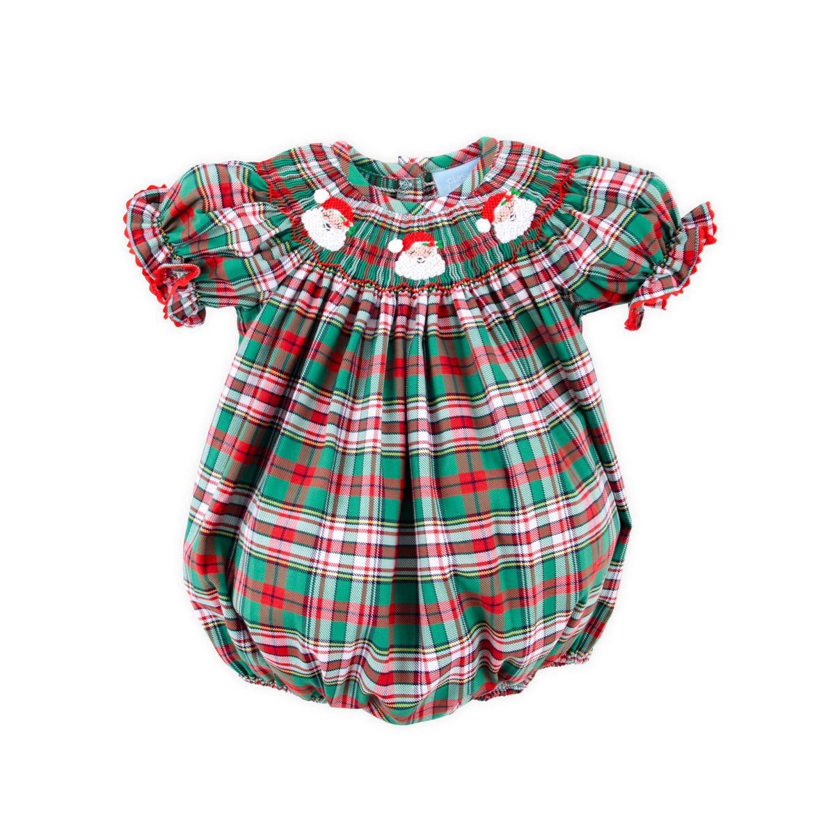 Merry & Bright Plaid Smocked Bishop Bubble