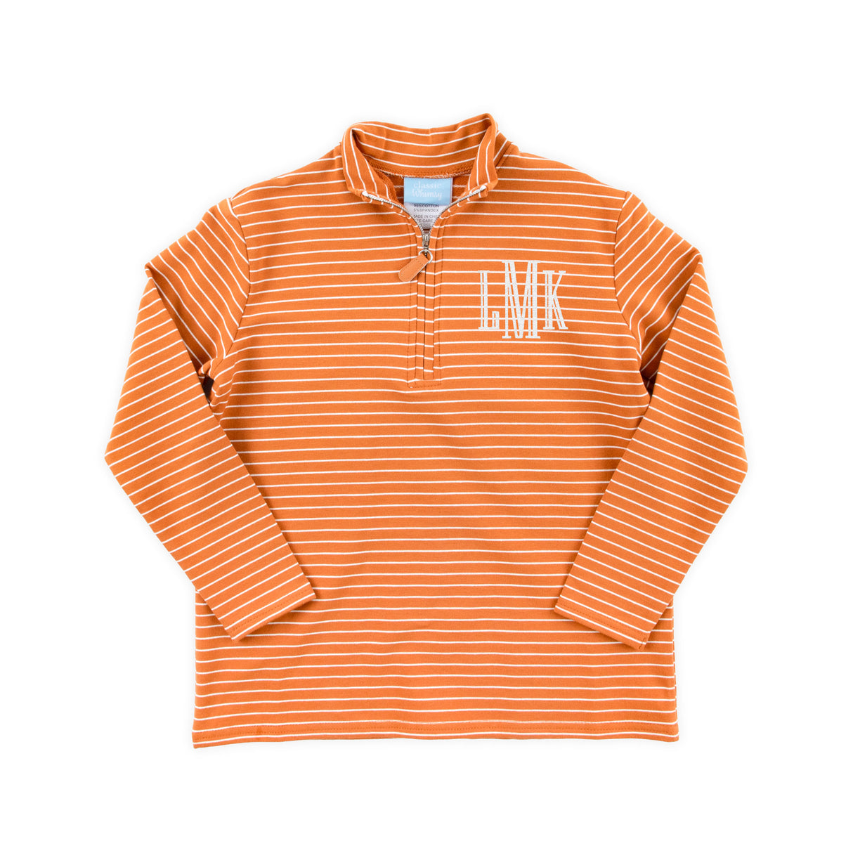 Burnt Orange Stripe French Terry Half Zip Pullover