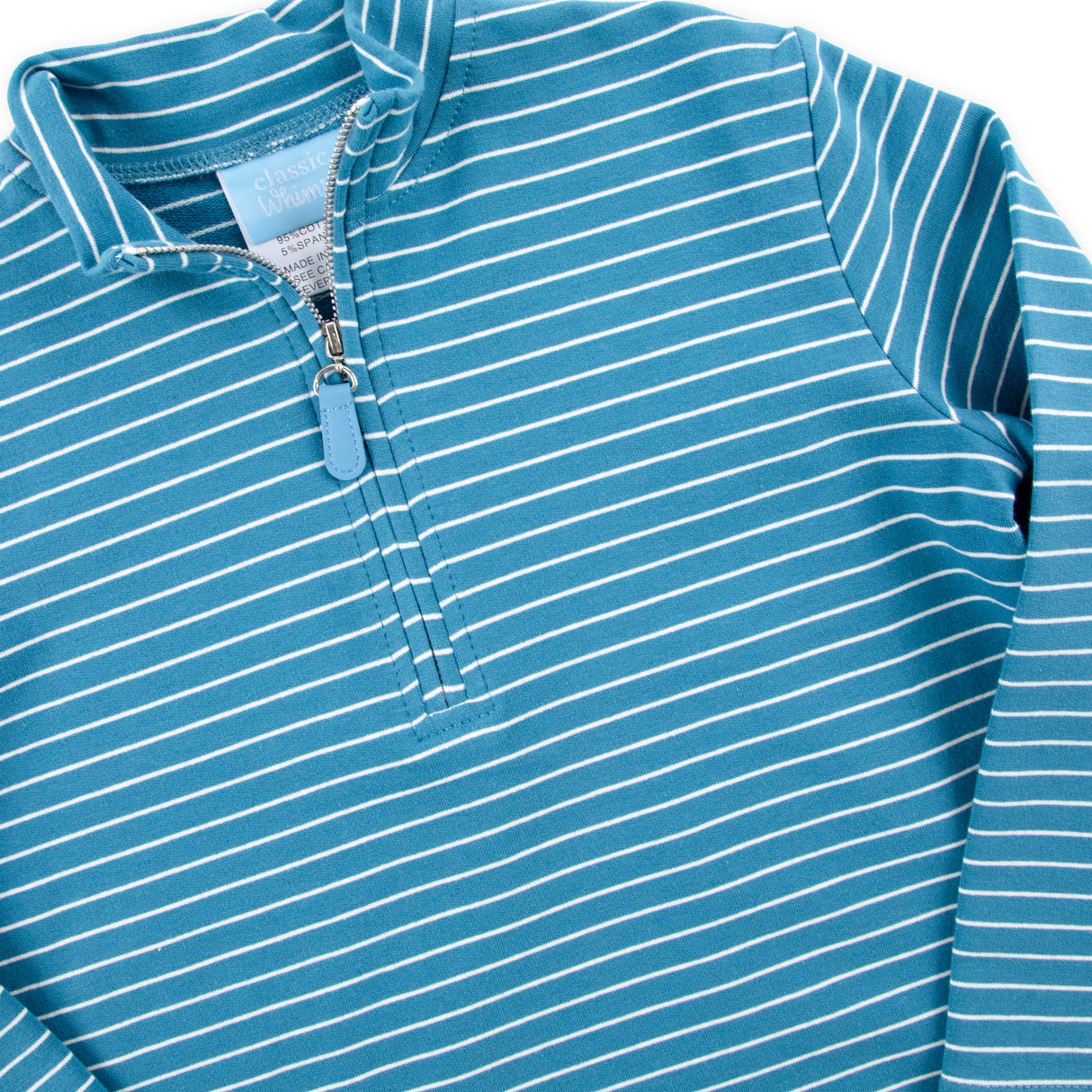 Blue Stripe French Terry Half Zip Pullover