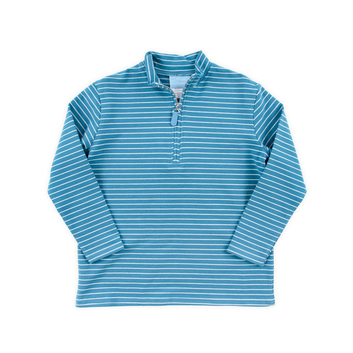 Blue Stripe French Terry Half Zip Pullover