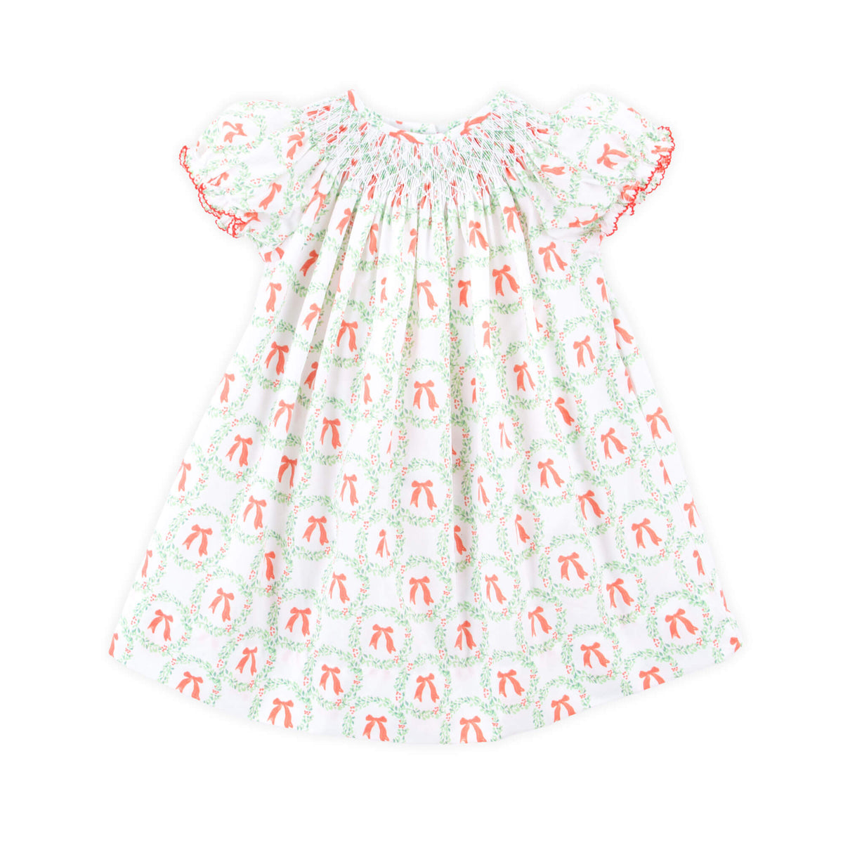Bow Wreath Smocked Bishop Dress