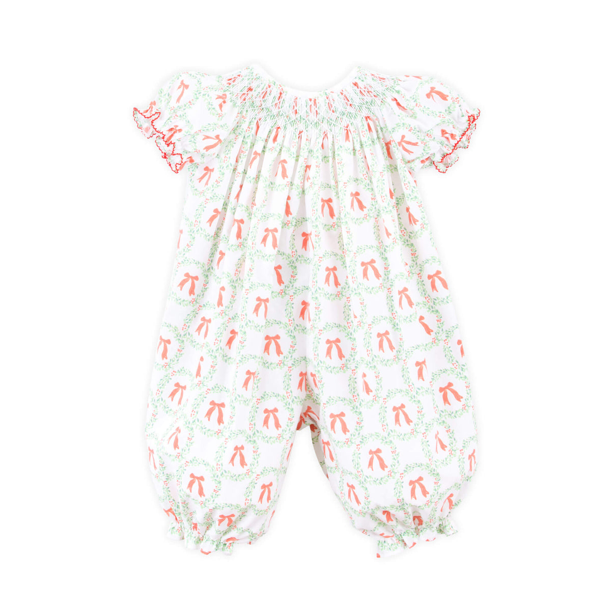 Bow Wreath Smocked Bishop Long Bubble