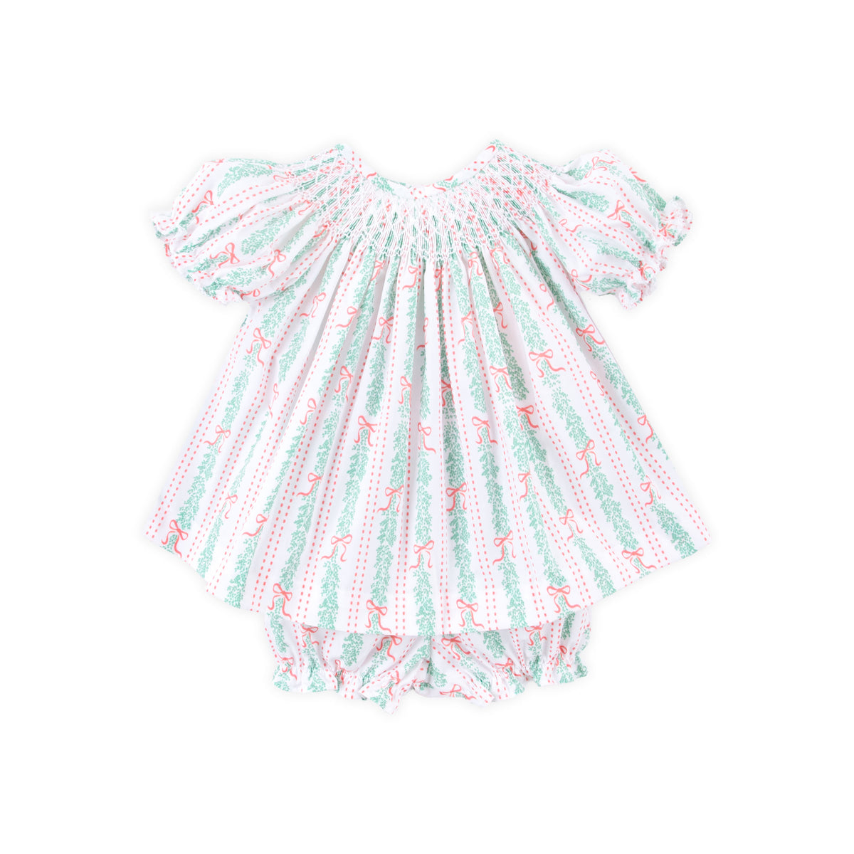 Garland Bow Smocked Bishop Bloomer Set