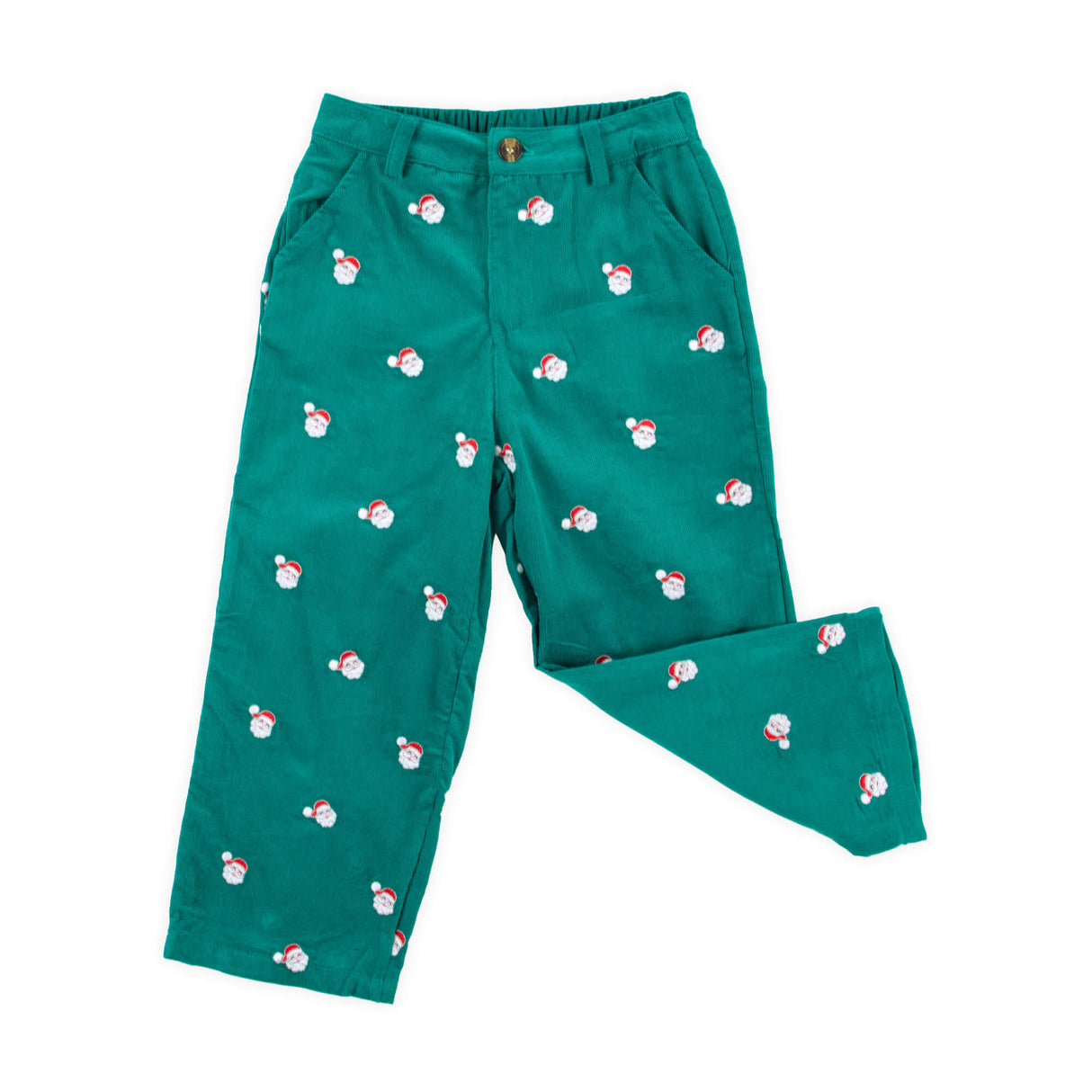 Happy Santa Green Corduroy Schiffli Standard Pants
