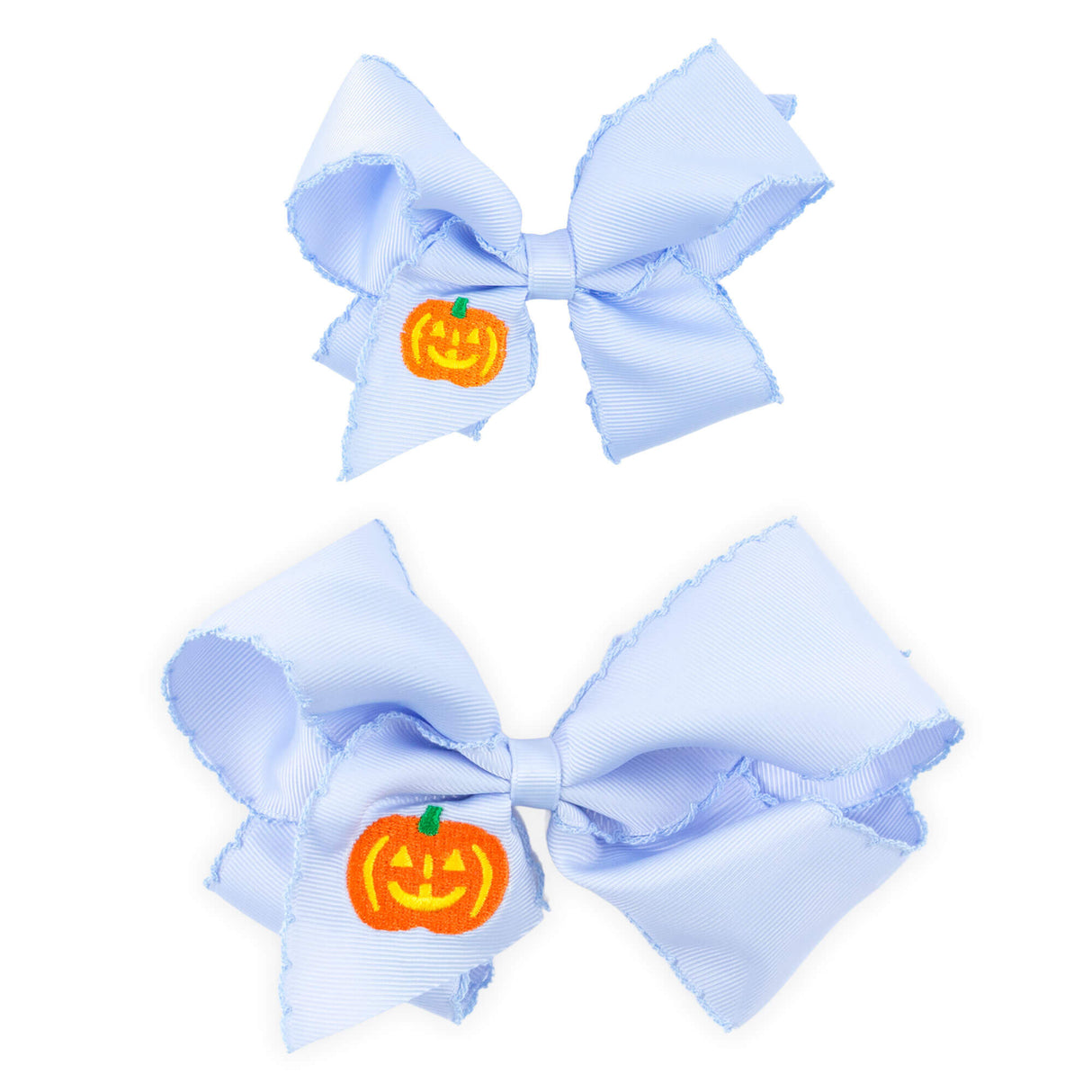 Jack O' Lantern Blue Moonstitch Hair Bow