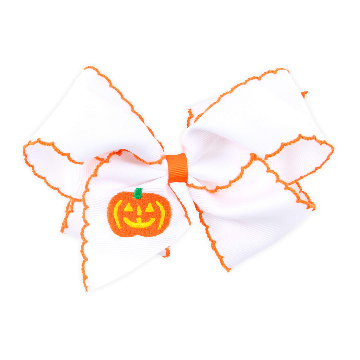 Jack O' Lantern White Moonstitch Hair Bow