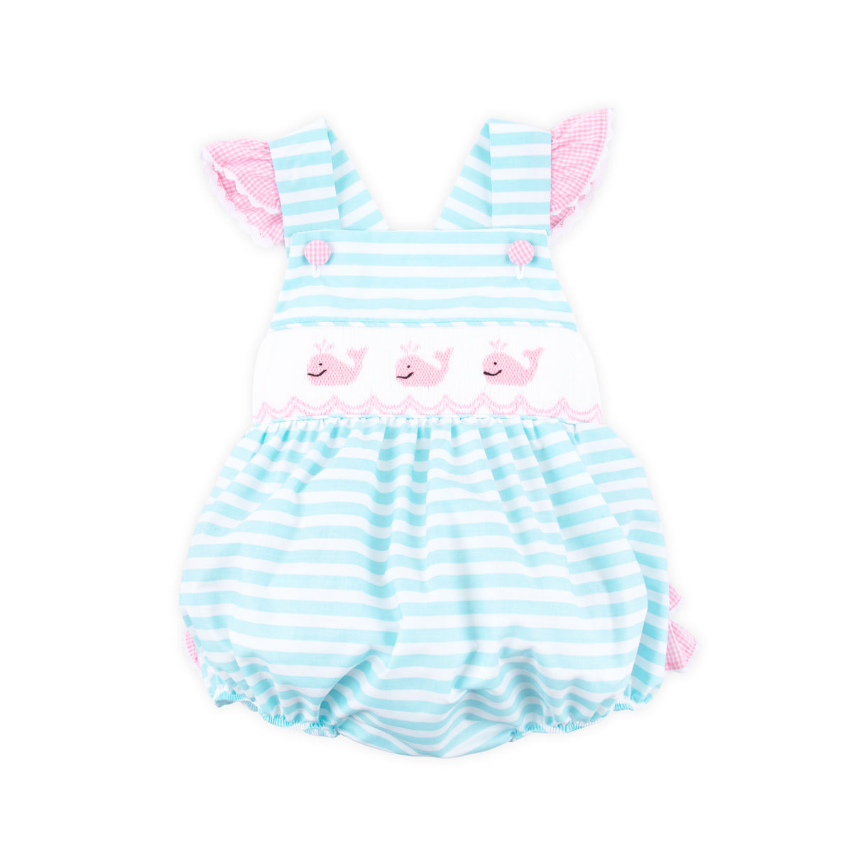 Pacific Whale Mint Stripe Smocked Leah Bubble
