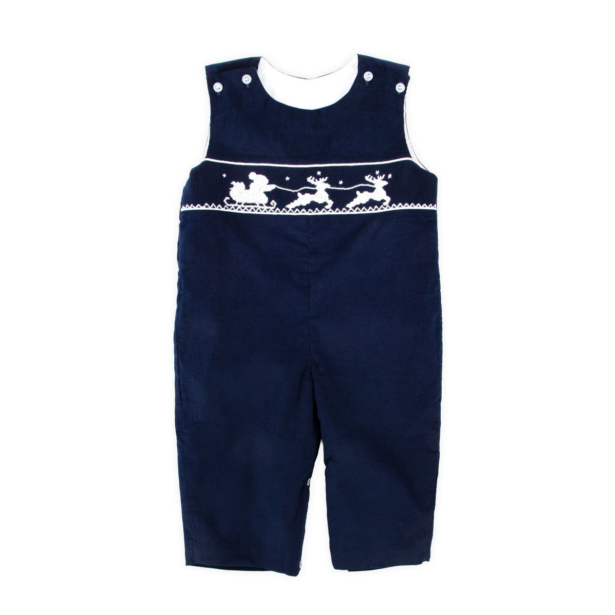 Santa Sleigh Smocked Longall Navy Corduroy