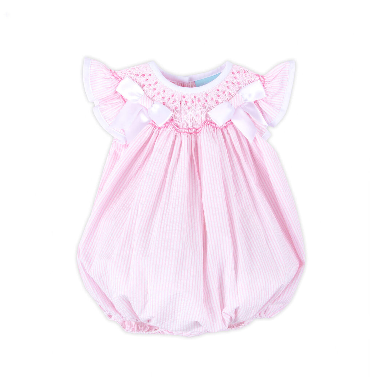 Pretty In Pink Stripe Smocked Bow Bubble