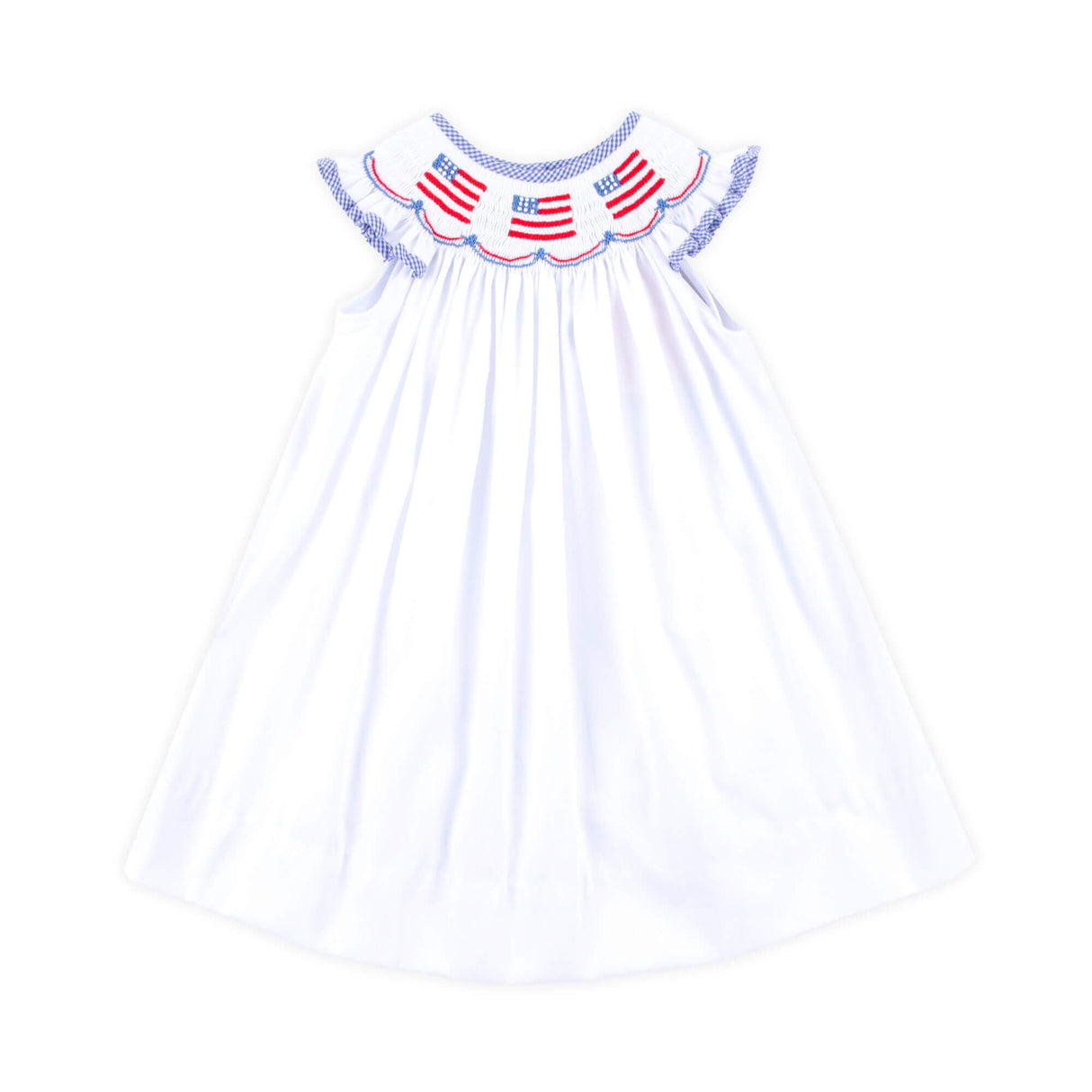 Flag Smocked White Pique Dress