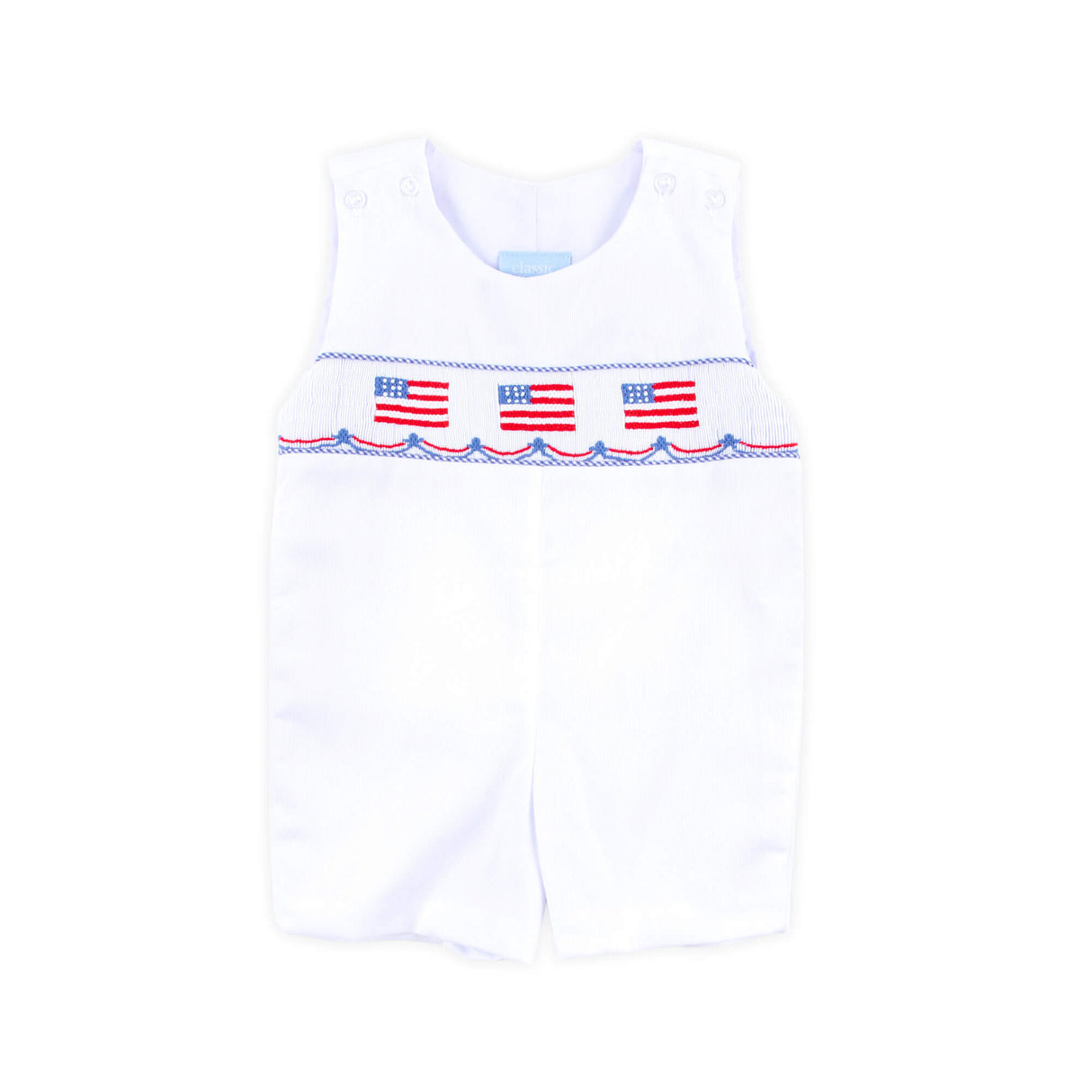 Flag Smocked White Pique Jon Jon
