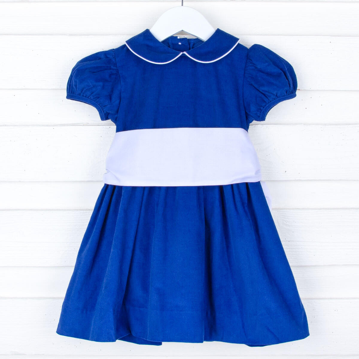 Royal Blue Corduroy Sash Dress