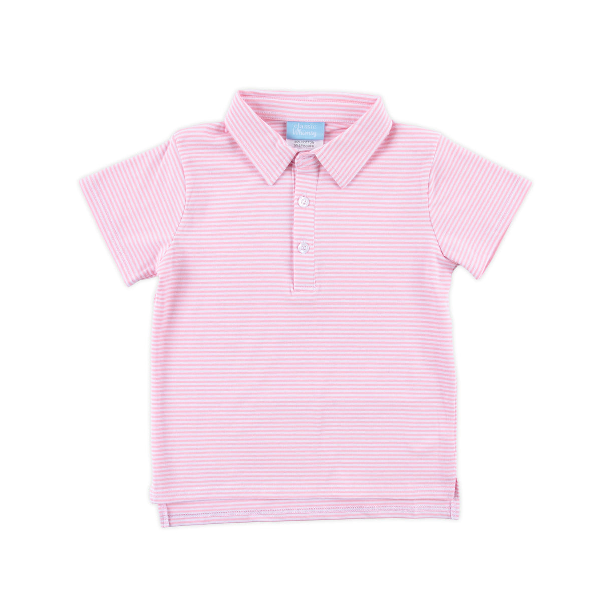 Pink Stripe Knit Short Sleeve Polo