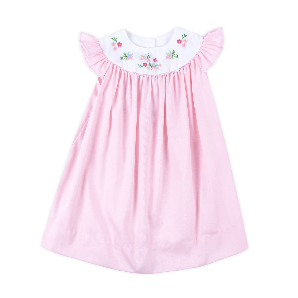 Embroidered Bird Pique Dress Pink