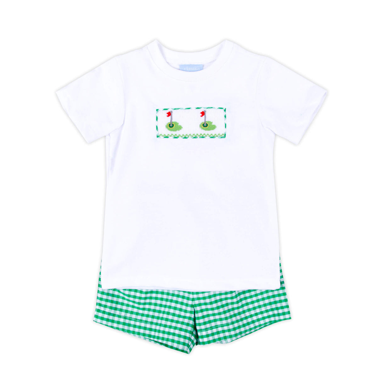 Golf Pin Green Gingham Boy Short Set