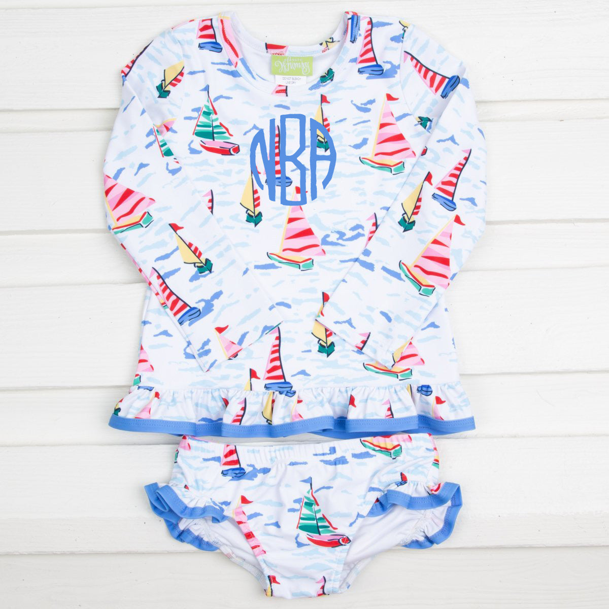 Watercolor Sailboat Rash Guard Set