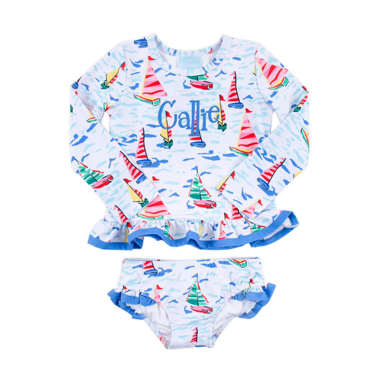 Watercolor Sailboat Rash Guard Set