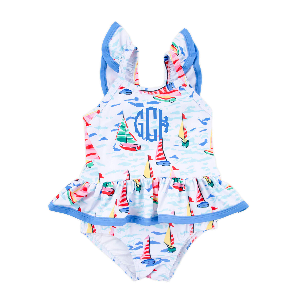 Watercolor Sailboat One Piece Swimsuit