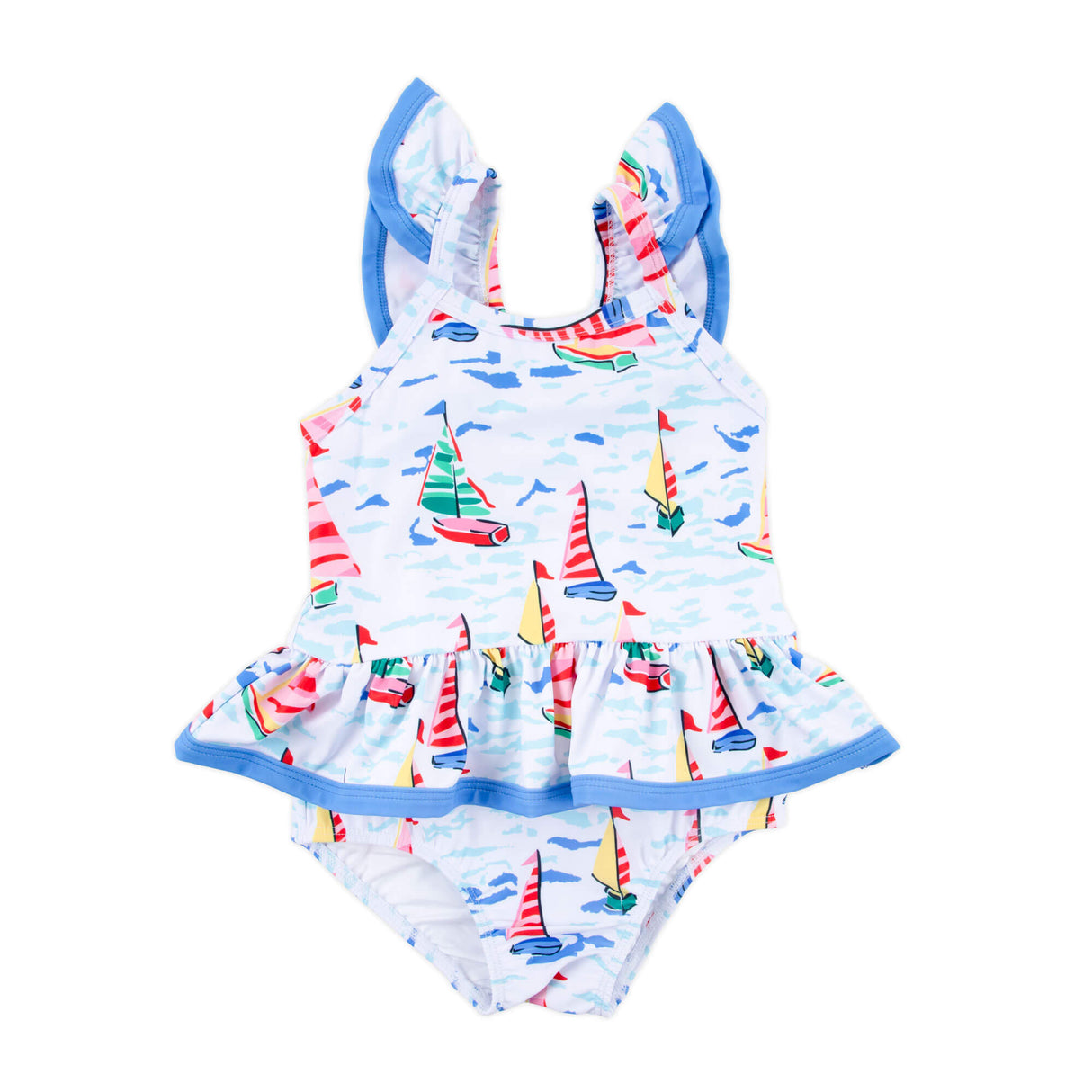 Watercolor Sailboat One Piece Swimsuit