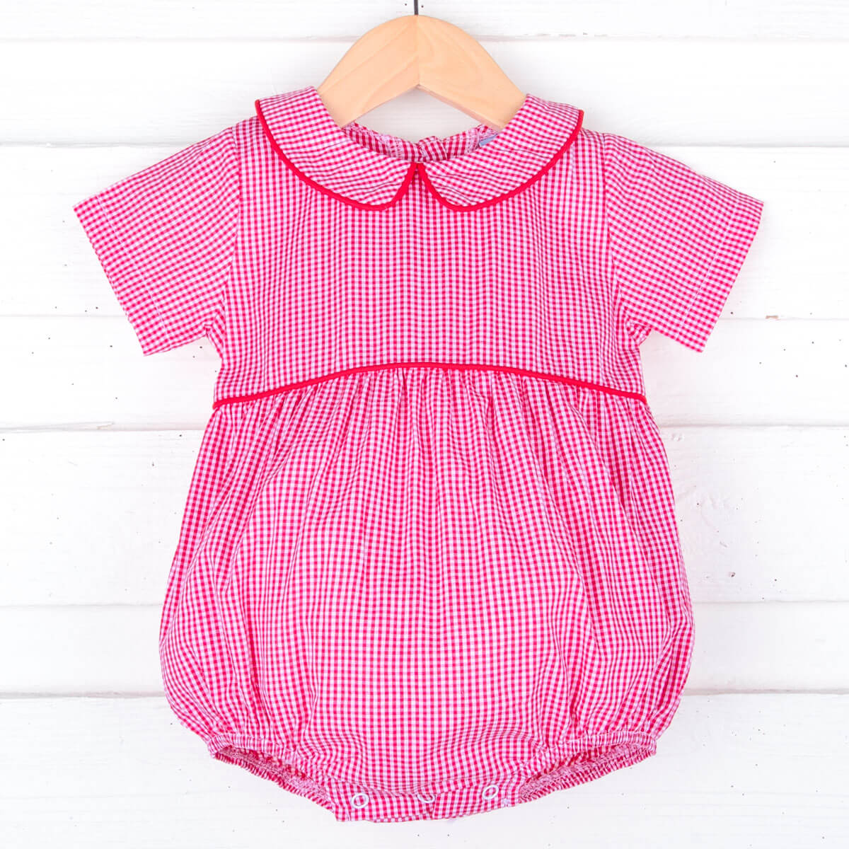 Gingham Collared Bubble Red