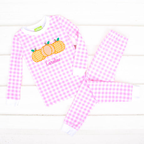 Pumpkin Cluster Pink Gingham Pajamas