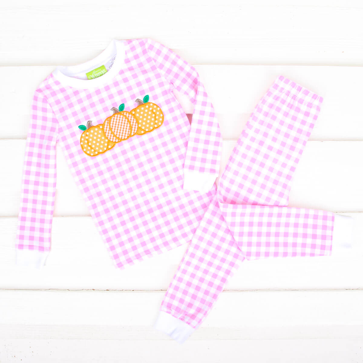 Pumpkin Cluster Pink Gingham Pajamas