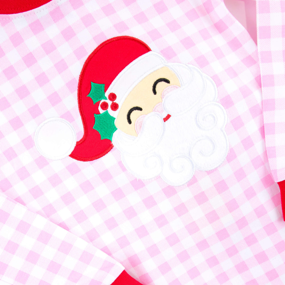 Happy Santa Pink Gingham Pajamas