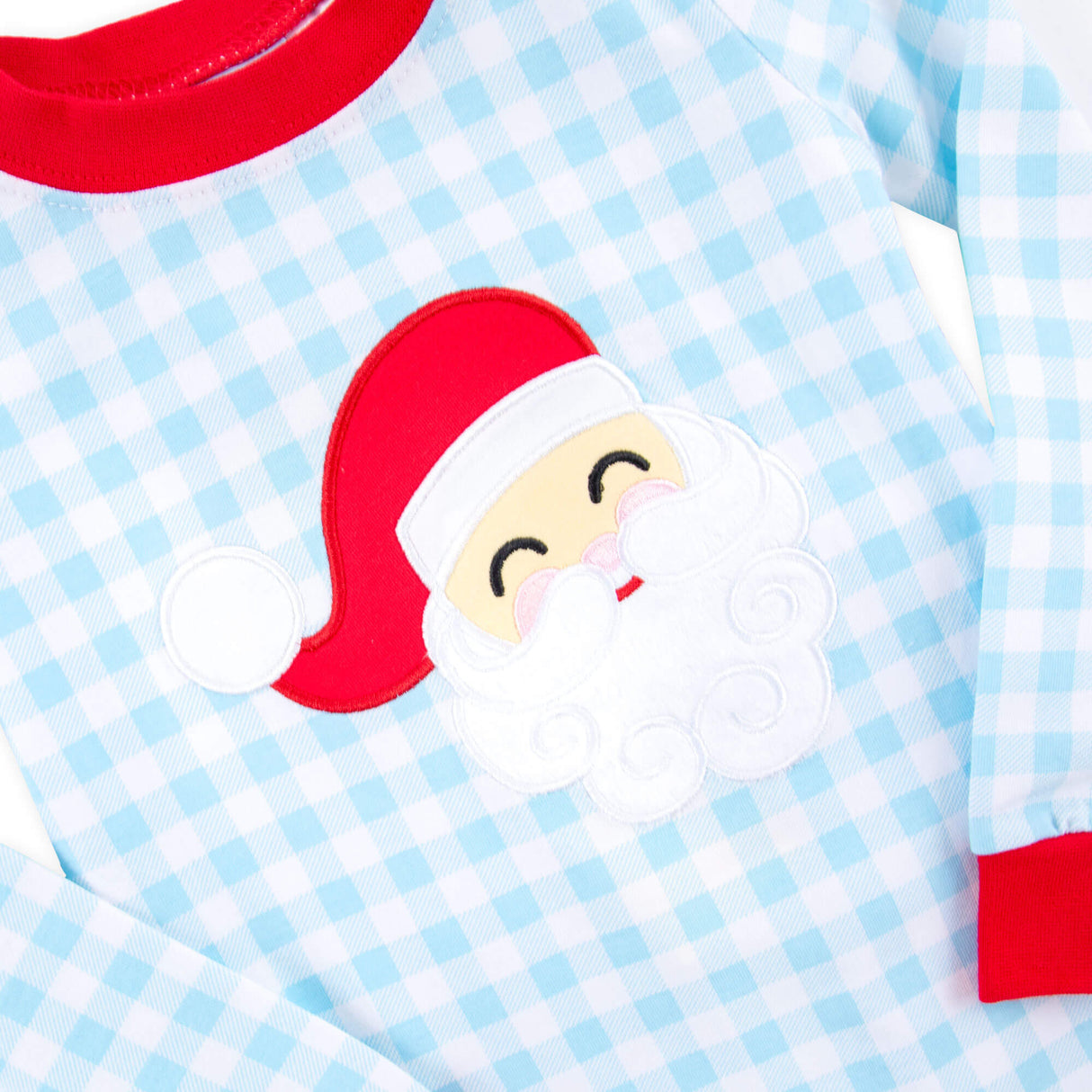 Happy Santa Blue Gingham Pajamas
