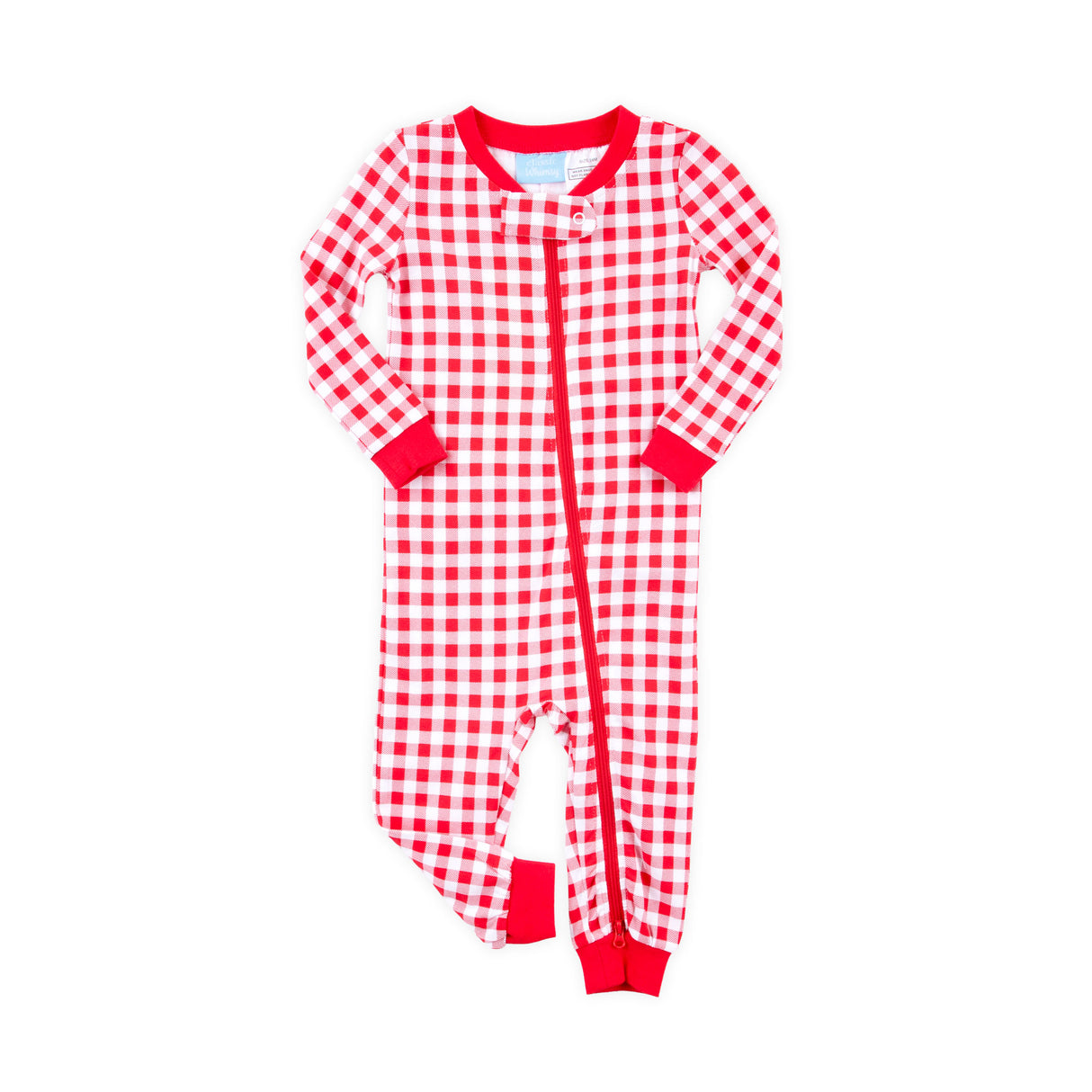 Red Gingham Knit Zip Sleeper