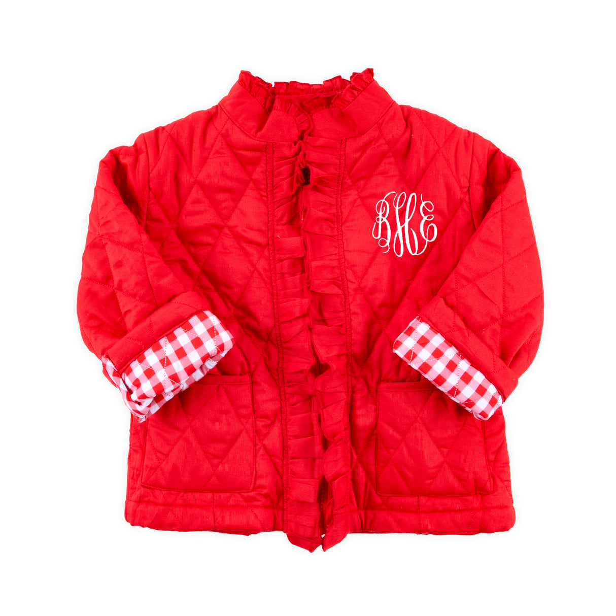 Red Quilted Ruffle Coat