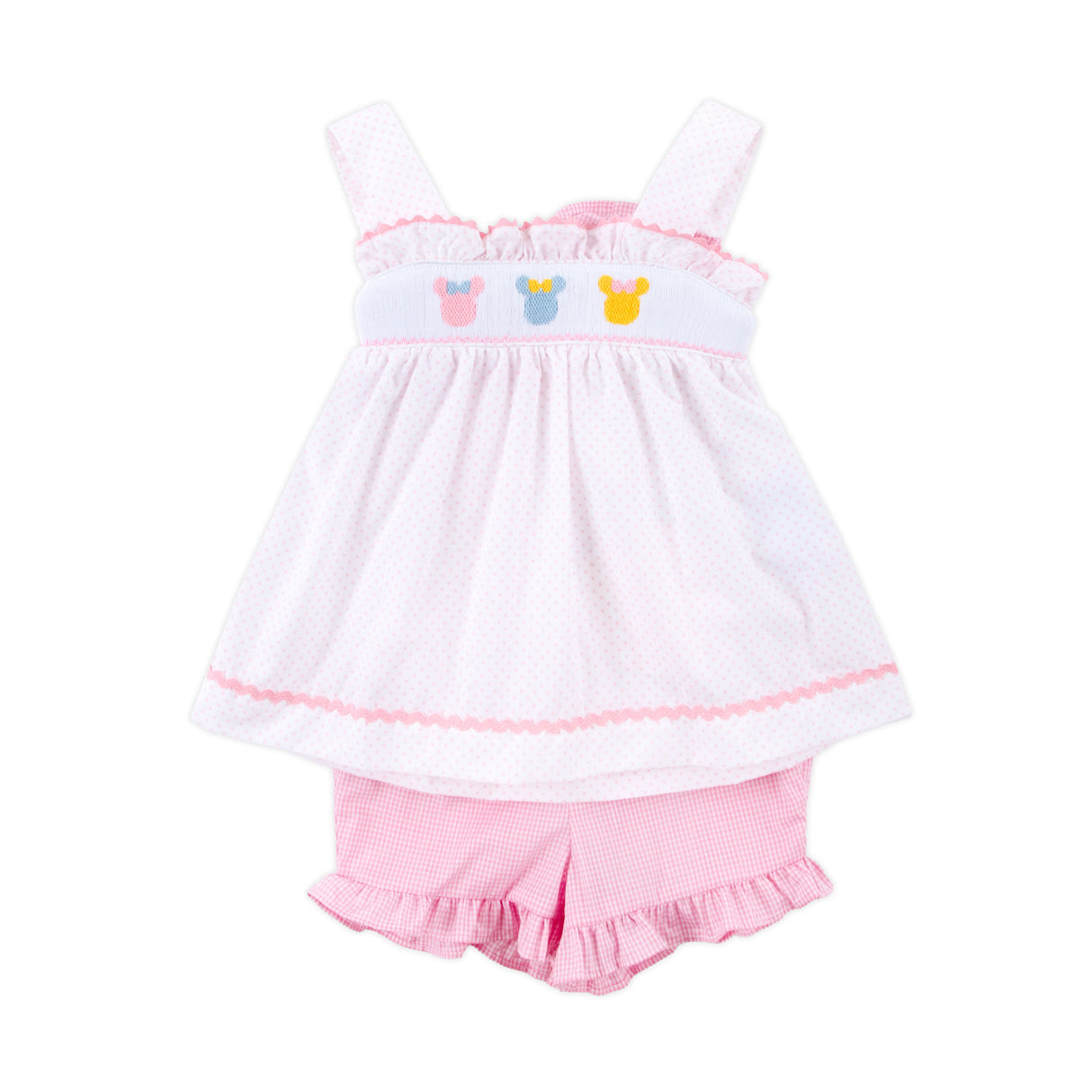 Sweet Mouse Ears Smocked Tie-Back Short Set