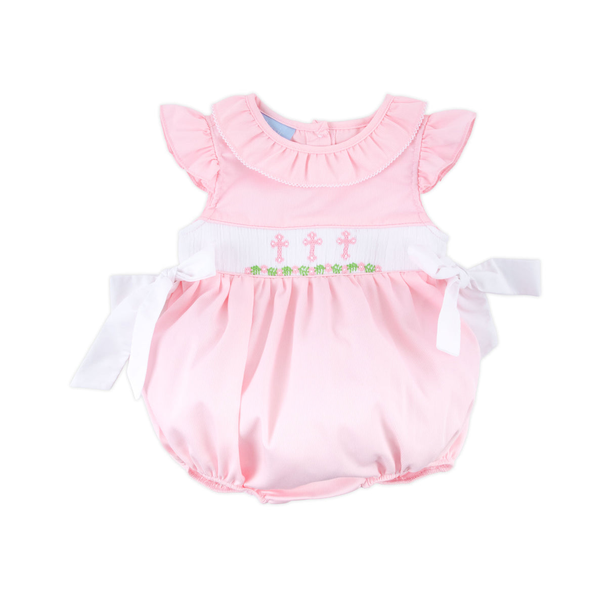Pink Cross and Vine Smocked Beverly Bubble