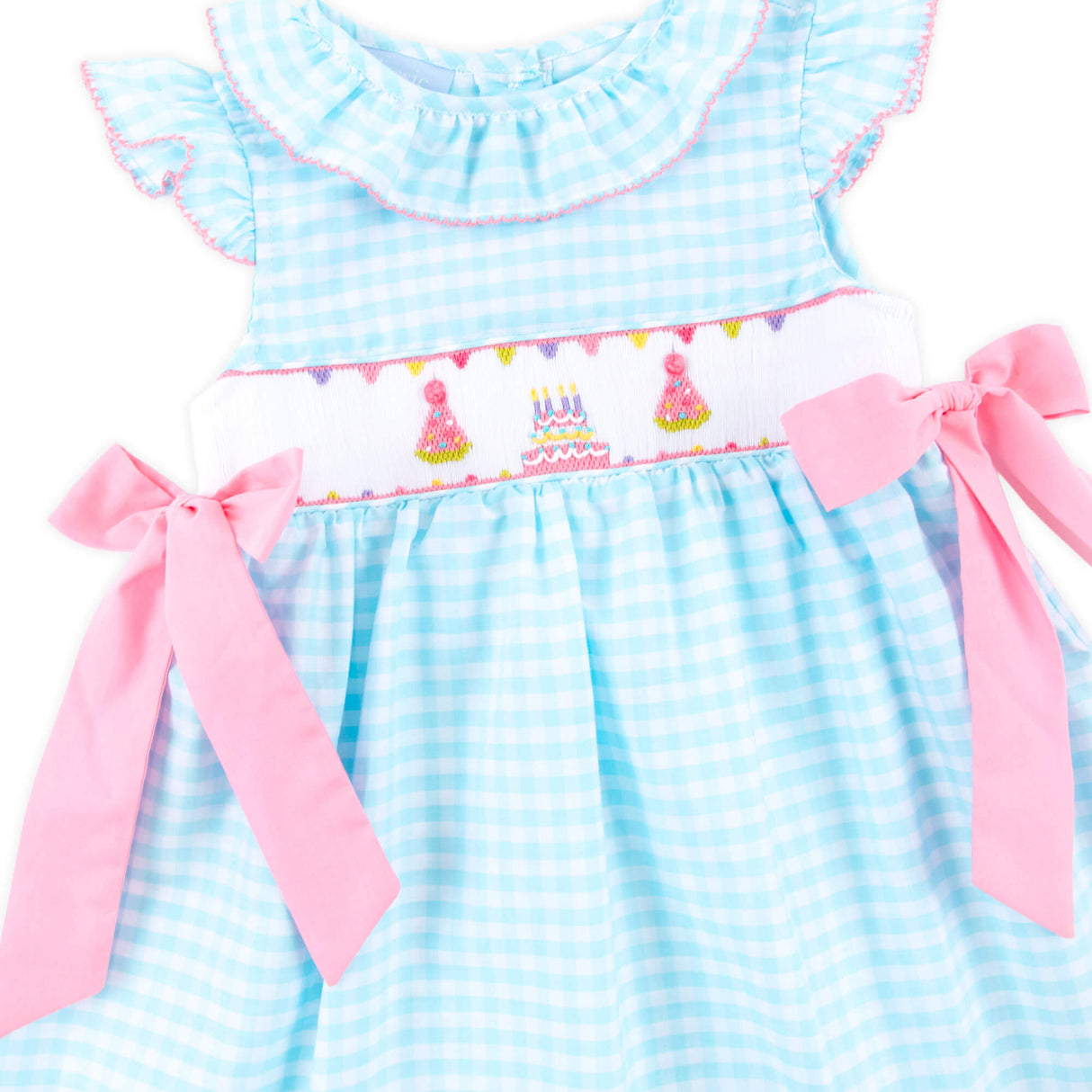 Birthday Party Smocked Aqua Beverly Dress