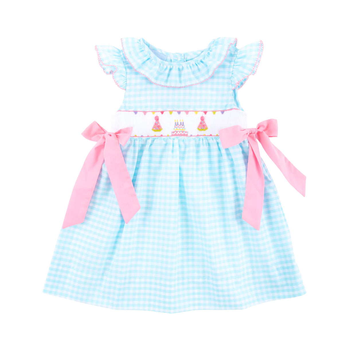 Birthday Party Smocked Aqua Beverly Dress