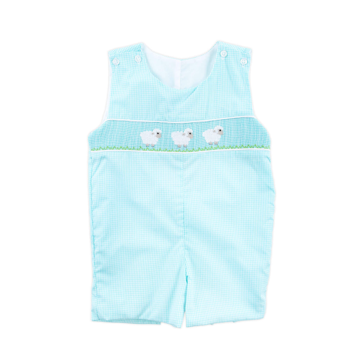 Baby Lamb Smocked Jon Jon Mint Gingham