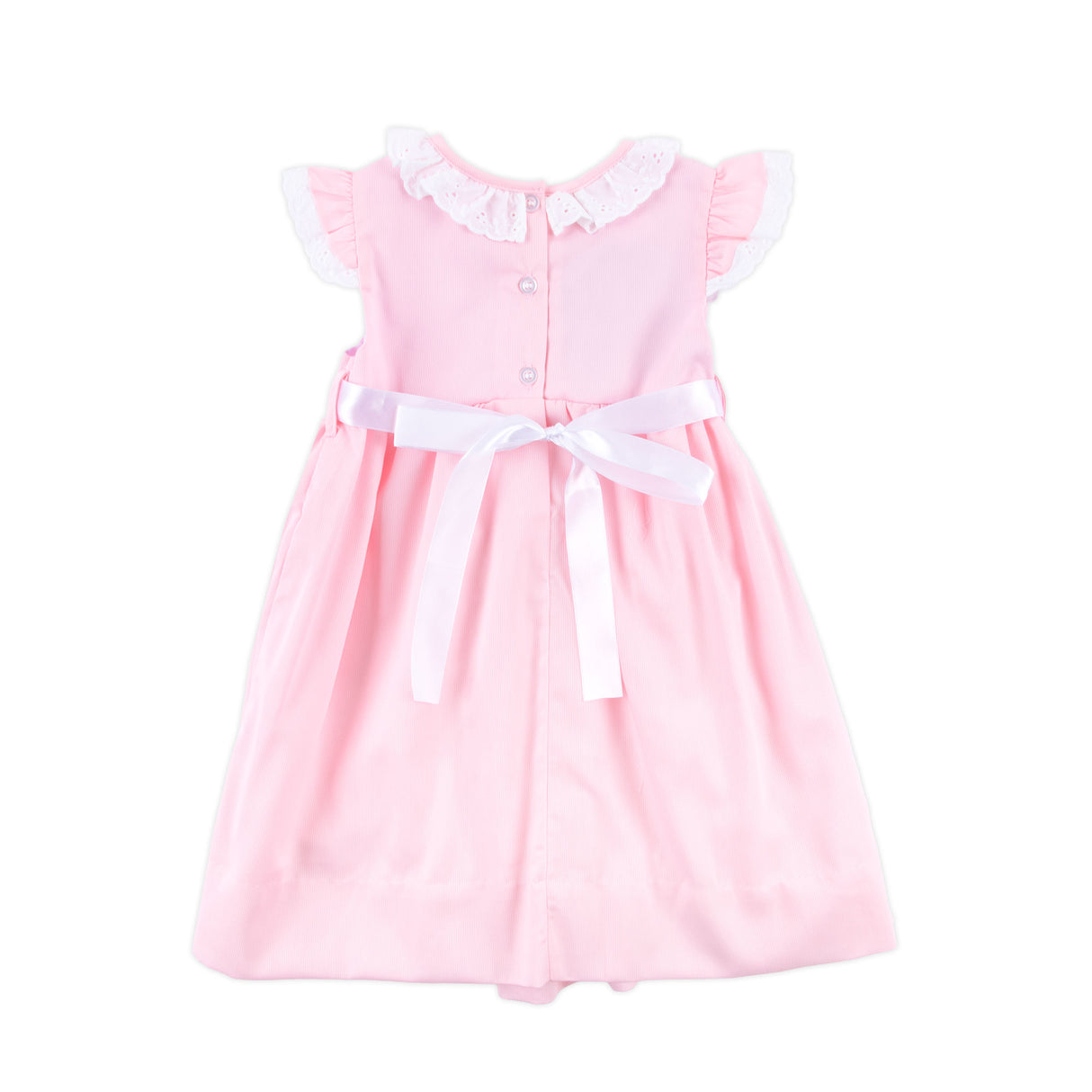 Bunny Tail Smocked Pink Pique Eyelet Dress