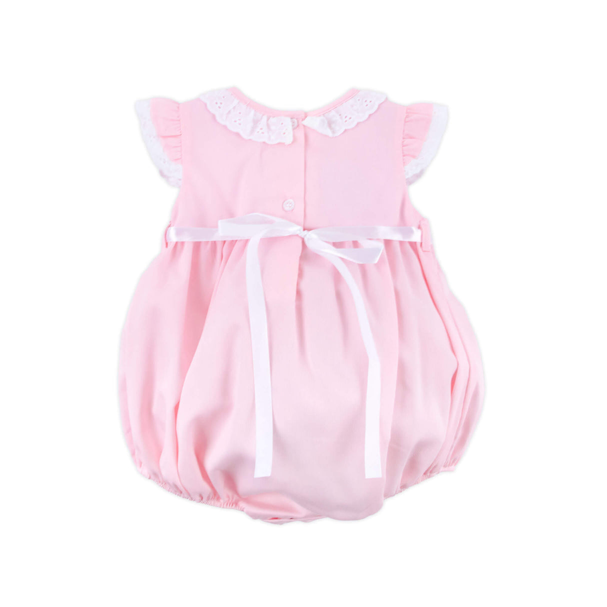Bunny Tail Smocked Pink Pique Eyelet Bubble