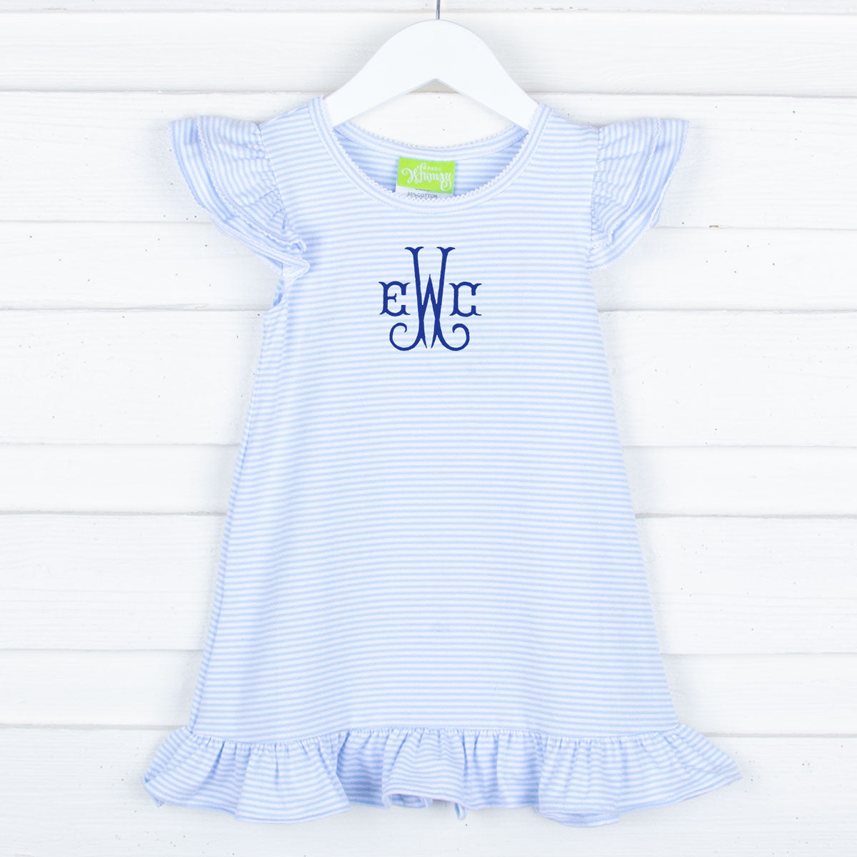Milly Stripe Ruffle Dress Light Blue