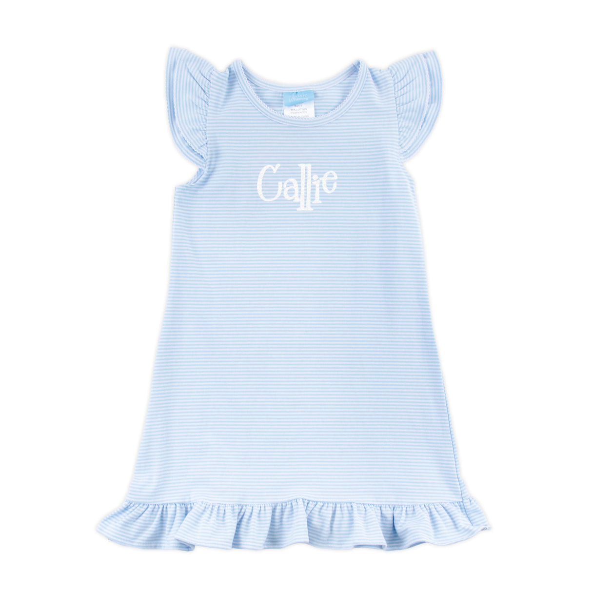 Milly Stripe Ruffle Dress Light Blue