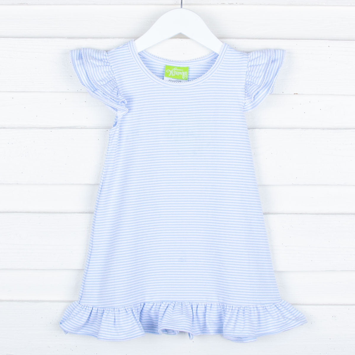 Milly Stripe Ruffle Dress Light Blue