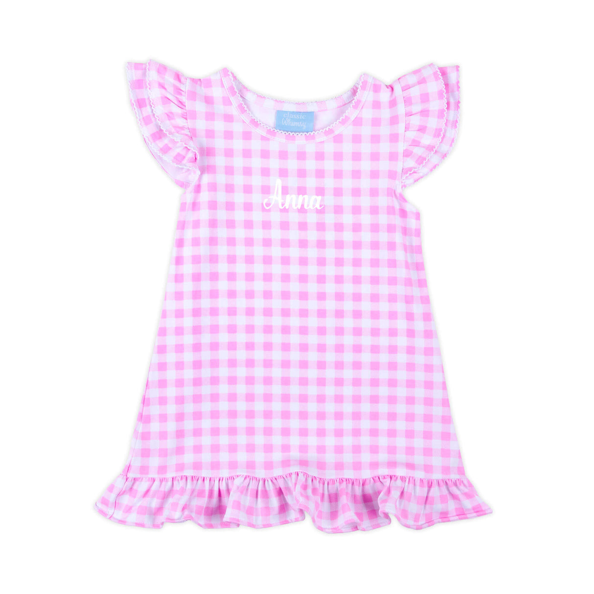 Milly Gingham Ruffle Dress Pink