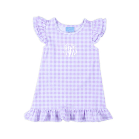 Milly Gingham Ruffle Dress Purple