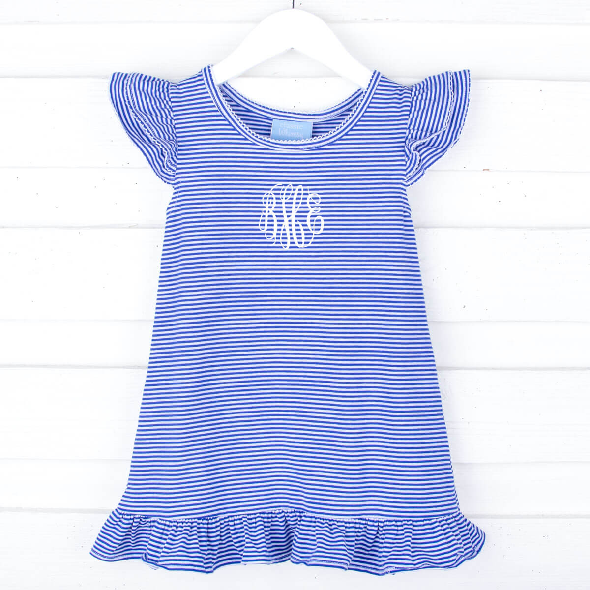Milly Stripe Ruffle Dress Royal