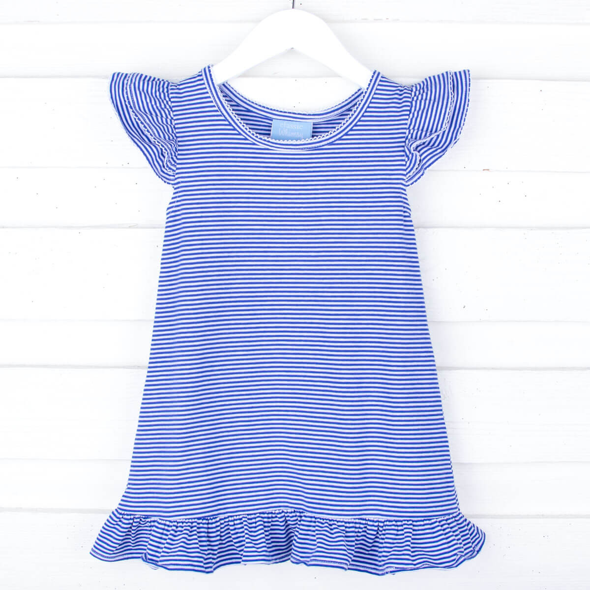 Milly Stripe Ruffle Dress Royal