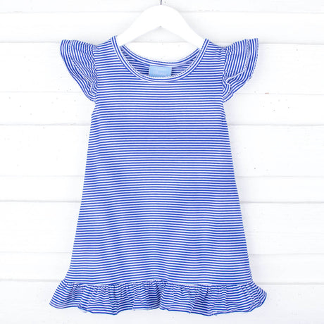 Milly Stripe Ruffle Dress Royal